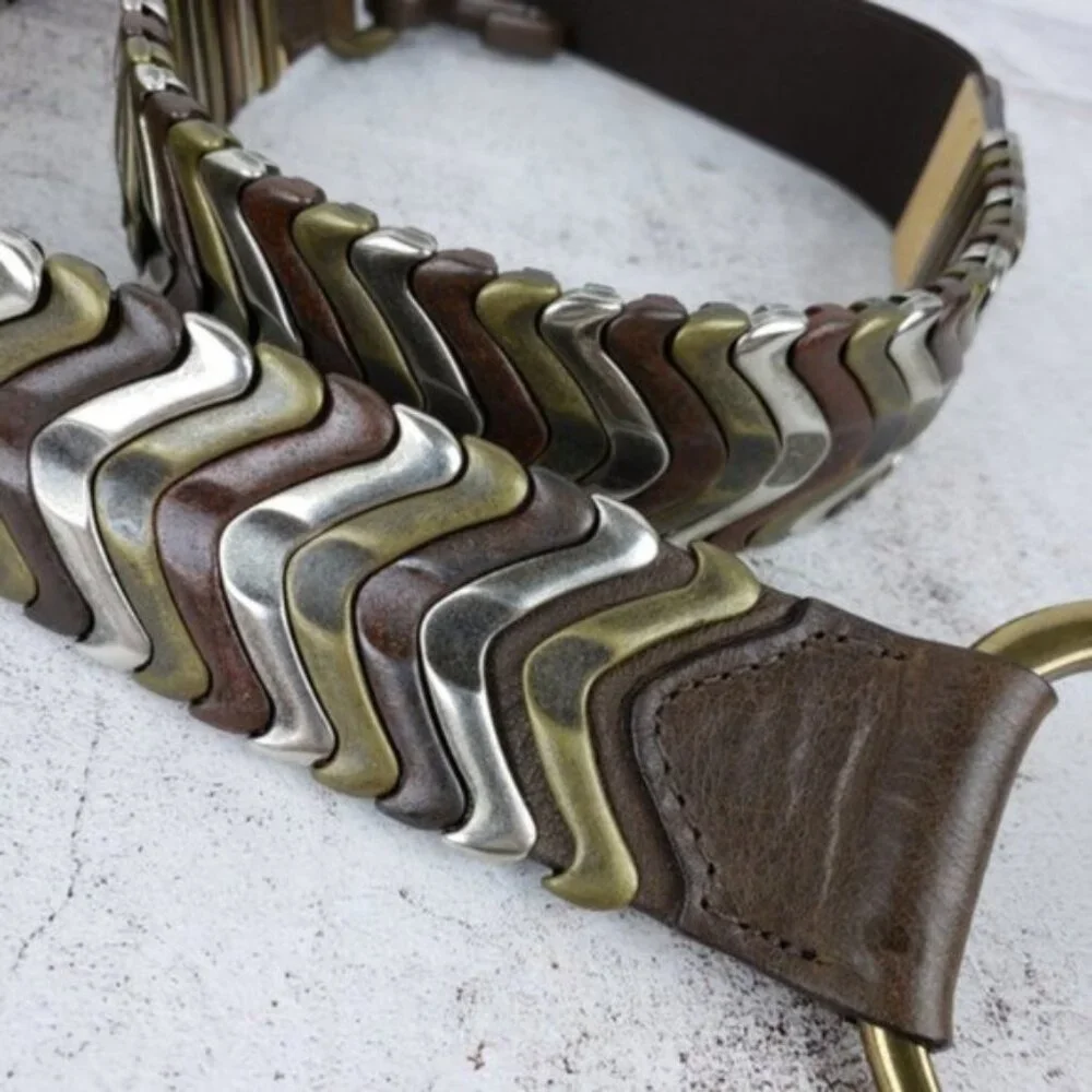 Vintage Bohemian Metal Leather Belt Adjustable Length
